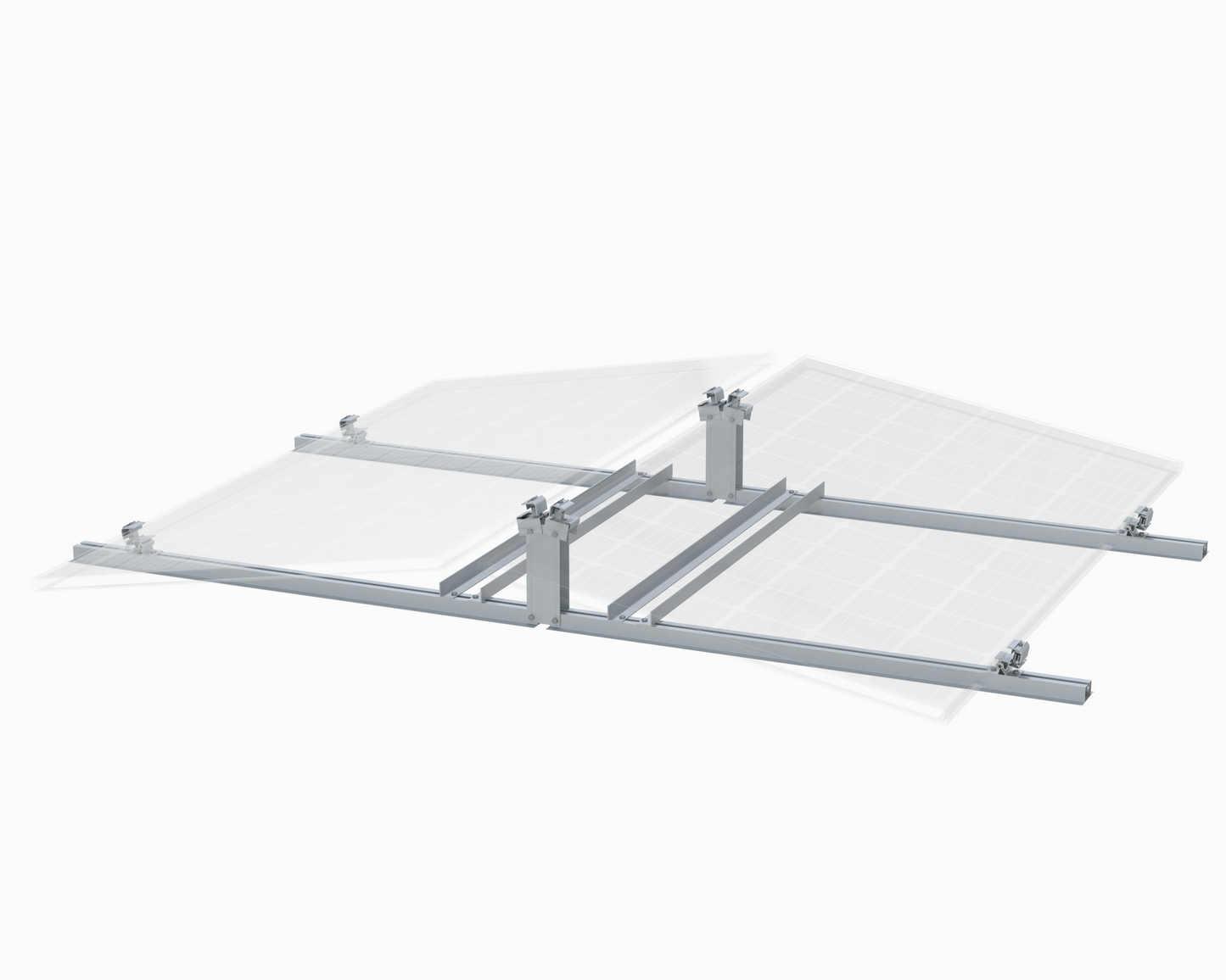 Flachdachsystem für 2 Modulen Süd- oder Ost/West-Ausführung