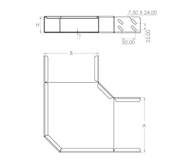 Kabelrinne 90° Winkel 100 x 60 mm Stahl